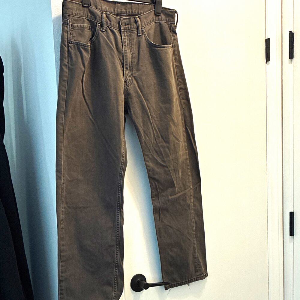Levis Mens Jeans 36x29 Gray Denim 5 Pocket Straight Fit Dark Wash Cotton